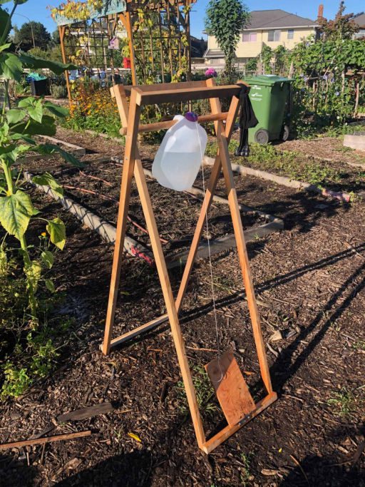 Building a tippy tap for a handwashing station.